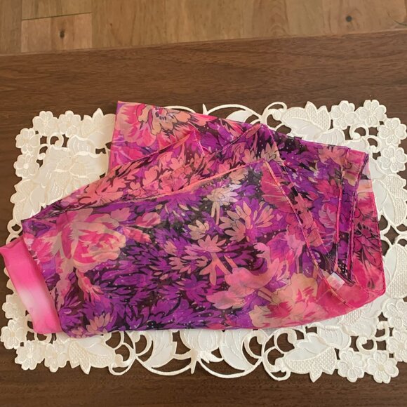 Pink Floral Silk Scarf - Picture 3 of 5